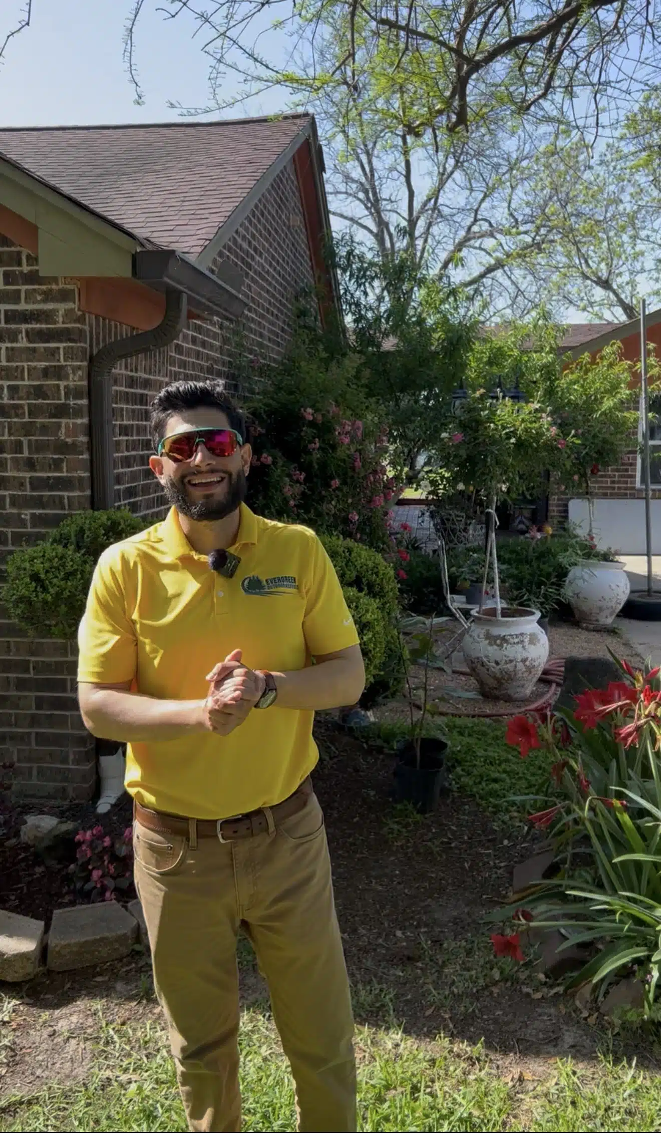 Jeffrey, Evergreen Outdoor Services team member, ready to assess a Houston lawn for estimate or evaluation