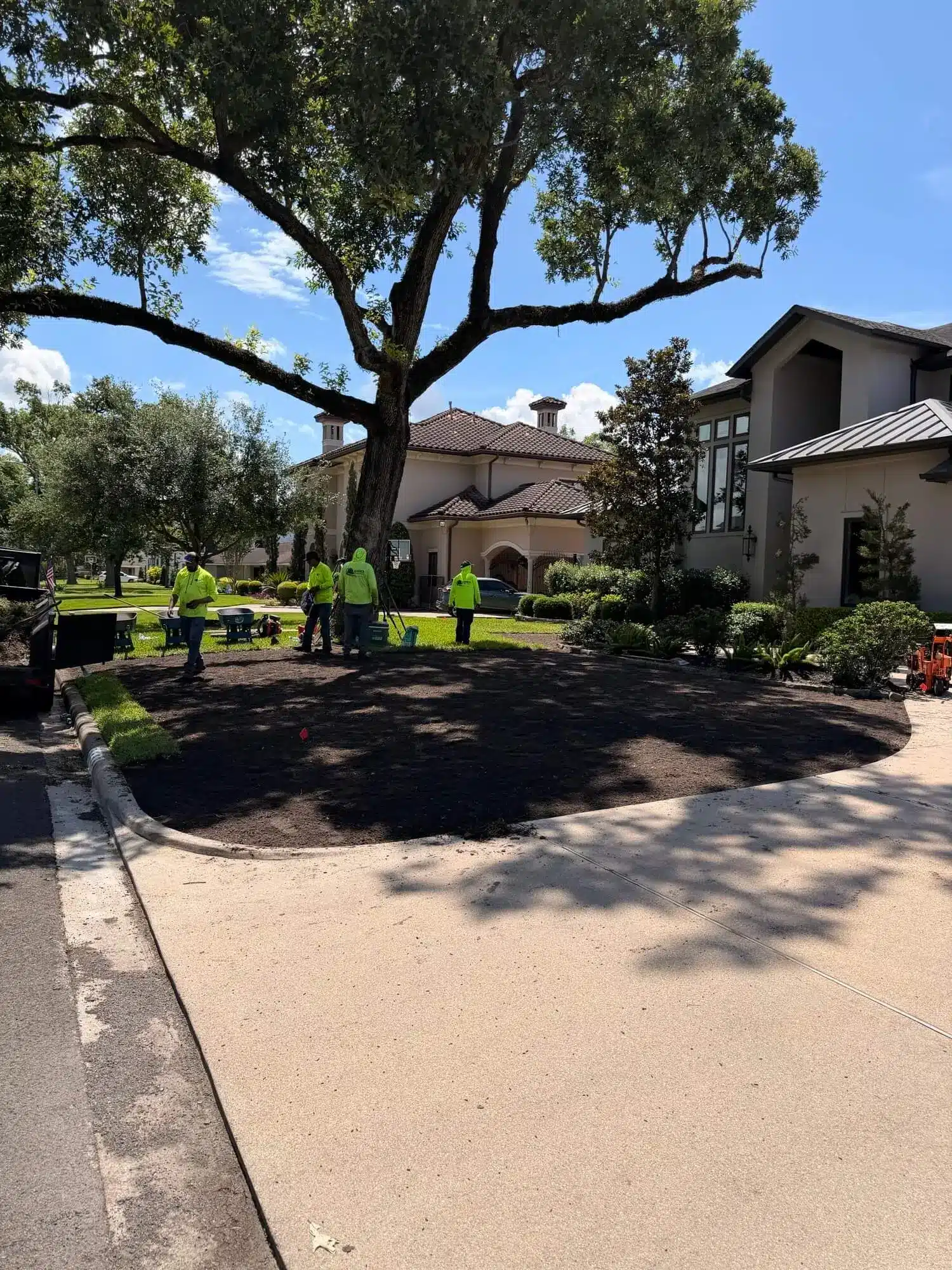 Sod preparation work in Houston before new grass installation