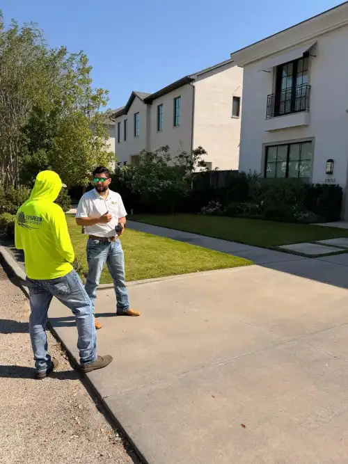 Residential grounds maintenance in Houston after shrub shaping and property cleanup